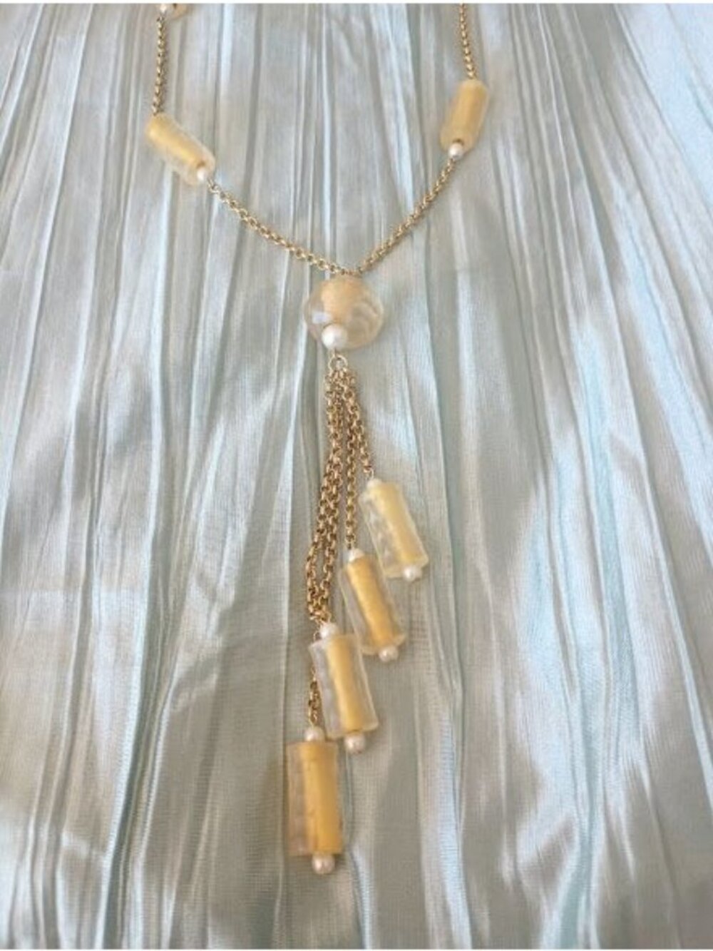 2 Coldwater Creek Silver & Goldtone Necklaces With Gold Colored Beads & Tassle - Picture 8 of 13